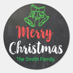 Chalkboard Frohe Weihnachtsglocken Holiday Persona Runder Aufkleber