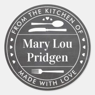 Chalkboard From the Kitchen Of Food Gift Runder Aufkleber