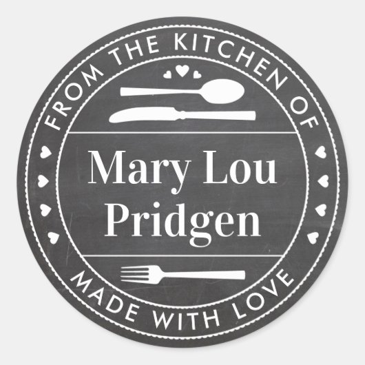 Chalkboard From the Kitchen Of Food Gift Runder Aufkleber (Vorderseite)