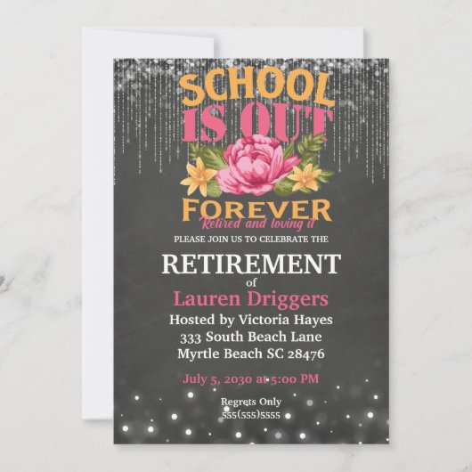 Chalkboard Funny Teacher Blumenversorgung Einladung (Vorderseite)