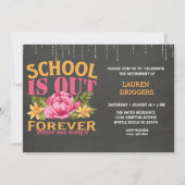Chalkboard Funny Teacher Floral Rente Invii Einladung (Vorderseite)