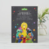 Chalkboard für Sesamstraße Einladung (Stehend Vorderseite)