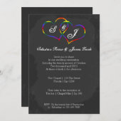 Chalkboard Gay Pride Rainbow Heart Doodle Wedding Einladung (Vorne/Hinten)