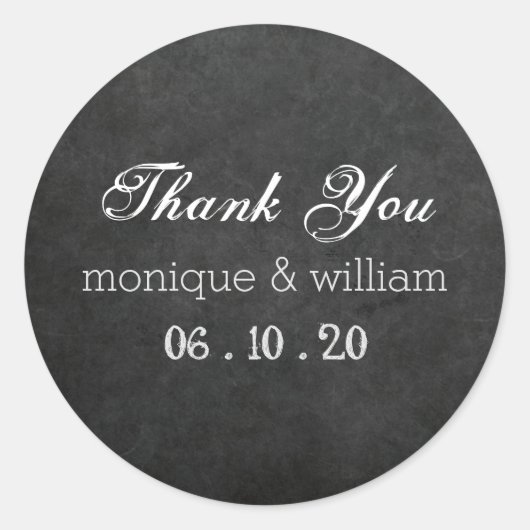 Chalkboard Geblüht Rustikale Hochzeit Vielen Dank Runder Aufkleber (Vorderseite)