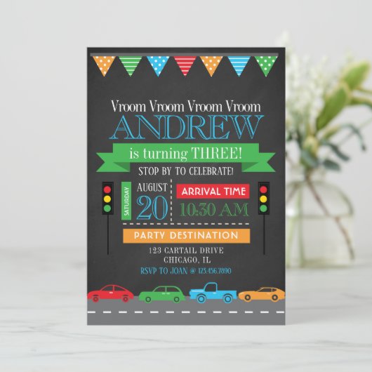 Chalkboard Geburtstagsparty Einladung (Stehend Vorderseite)