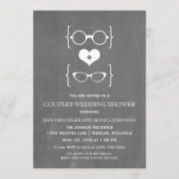 Chalkboard Geeky Glasses Paare Dusche einladen