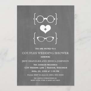 Chalkboard Geeky Glasses Paare Dusche einladen Einladung