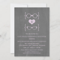 Chalkboard Geeky Glasses Paare Dusche einladen
