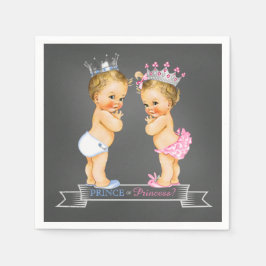 Chalkboard Gender Reveal Blonde Prinzessin Serviette