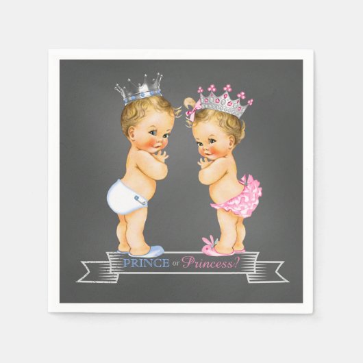 Chalkboard Gender Reveal Blonde Prinzessin Serviette (Vorderseite)