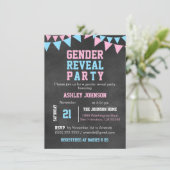 Chalkboard GENDER REVEAL PARTY Babydusche Einladung (Stehend Vorderseite)