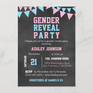 Chalkboard GENDER REVEAL PARTY Babydusche Einladung