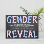 Chalkboard Gender Reveal Party! Babyparty Einladung (Stehend Vorderseite)