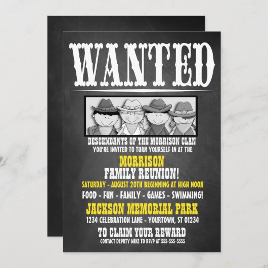 Chalkboard Gewollt Poster Family Wiedersehen Einla Einladung (Vorne/Hinten)