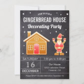 Chalkboard Gingerbread House Decoration Party Einladung (Vorderseite)