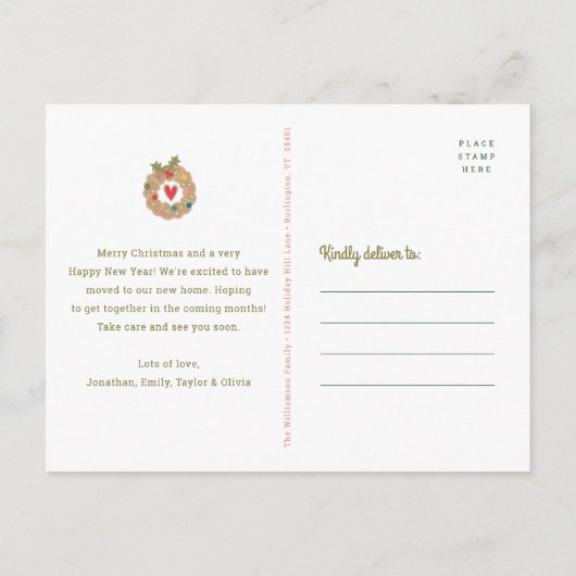 Chalkboard Gingerbrot Neue Zuhause Holiday Moving Ankündigungspostkarte (Rückseite)