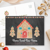 Chalkboard Gingerbrot Neue Zuhause Holiday Moving Ankündigungspostkarte