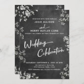 Chalkboard Gipskraut Hochzeit Einladung (Vorne/Hinten)
