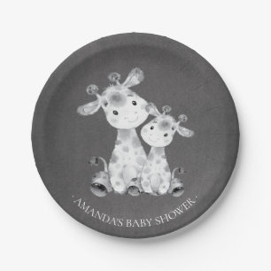 Chalkboard Giraffe Girls Babydusche 7" Platten Pappteller