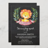 Chalkboard Girl Lion Baby Dusche by Mail Einladung (Vorne/Hinten)