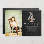 Chalkboard Girls 4. Geburtstag Party Einladung (Vorne/Hinten)