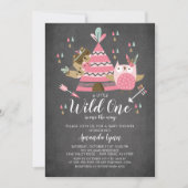 Chalkboard Girls Wild One Baby Shower Einladung (Vorderseite)