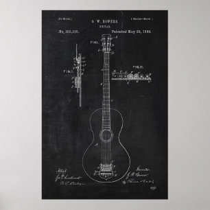Chalkboard Gitarre Patent Poster