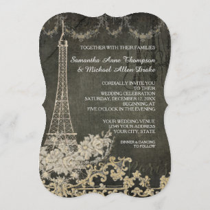 Chalkboard Glam Vintag Paris Pariser Hochzeit Einladung