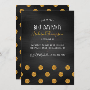 Chalkboard Glitzer conetti Birthday Adult Party Einladung