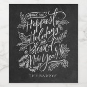 Chalkboard glücklich Urlaub Weinetikett (Einzelnes Label)