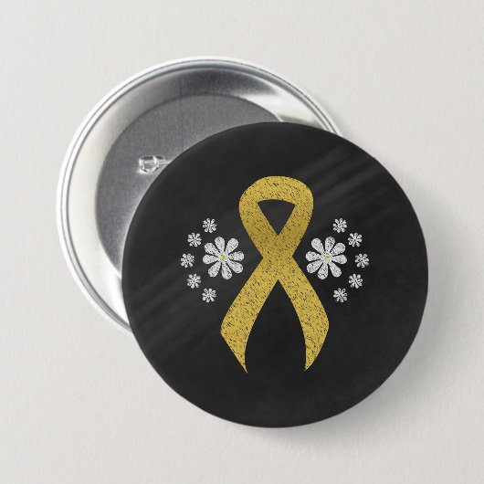 Chalkboard Gold Awareness Ribbon Button (Vorne & Hinten)