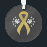 Chalkboard Gold Awareness Ribbon Ornament<br><div class="desc">Farbband mit weißer Blume im Stile von Chalkboard. Das goldene Band steht für Kinderkrebsbewusstsein,  COPD-Bewusstsein,  embryonales Rhabdomyosarkom und Neuroblastoma-Bewusstsein. Der September ist der Monat des Kinderkrebsbewusstseins. November ist COPD Awareness Month.</div>