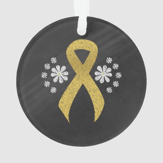 Chalkboard Gold Awareness Ribbon Ornament (Rückseite)