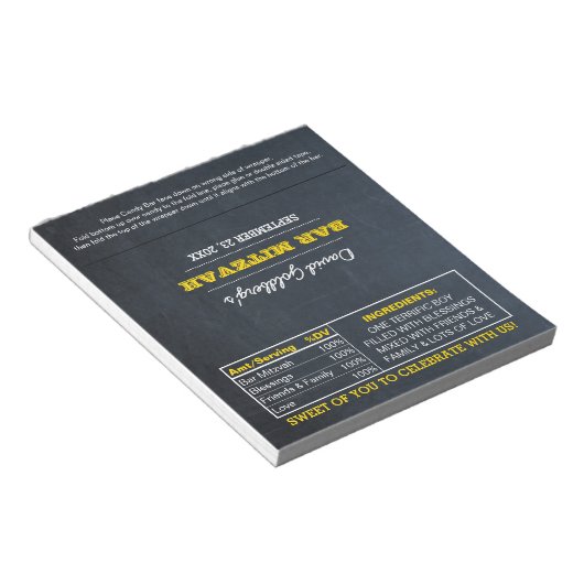 Chalkboard Gold Bar Mitzvah Candy Wrappers Notizblock (angewinkelt)