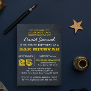 Chalkboard Gold Bar Mitzvah Einladung