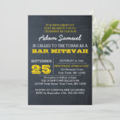 Chalkboard Gold Bar Mitzvah Einladung No Logo (Stehend Vorderseite)
