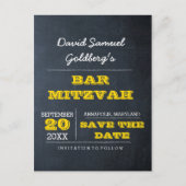Chalkboard Gold Bar Mitzvah Save the Date Ankündigungspostkarte (Vorderseite)