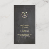 Chalkboard Gold Circle Modern Monogram Vertikal Visitenkarte (Rückseite)