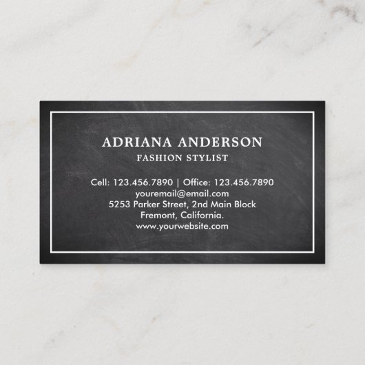 Chalkboard Gold Clothes Hanger Fashion Stylist Visitenkarte (Rückseite)