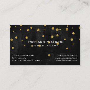 Chalkboard Gold Confetti Beruflich Black Visitenkarte