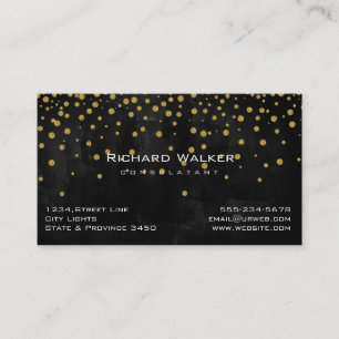 Chalkboard Gold Confetti Beruflich Black Visitenkarte