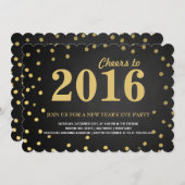 Chalkboard Gold Confetti New Years Party 2016 Einladung (Vorne/Hinten)