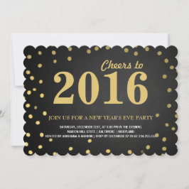 Chalkboard Gold Confetti New Years Party 2016 Einladung
