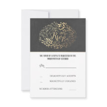Chalkboard Gold Floral Wedding RSVP Cards