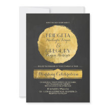 Chalkboard Gold Foil Effekt Einladung Hochzeit
