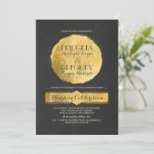 Chalkboard Gold Foil Effekt Einladung Hochzeit (Stehend Vorderseite)