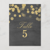 Chalkboard Gold Glitzer Hochzeit Tischnummer (Vorderseite)