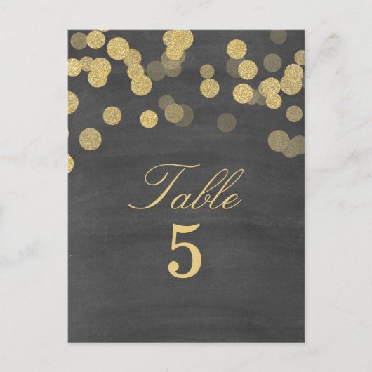Chalkboard Gold Glitzer Hochzeit Tischnummer (Vorderseite)