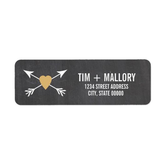 Chalkboard Gold Heart + Pfeil | Hochzeitsmarken (Vorne)