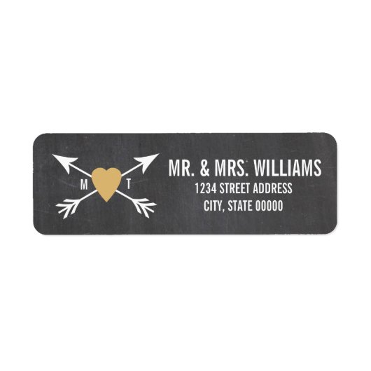 Chalkboard Gold Heart + Pfeil | Hochzeitsmarken (Vorne)